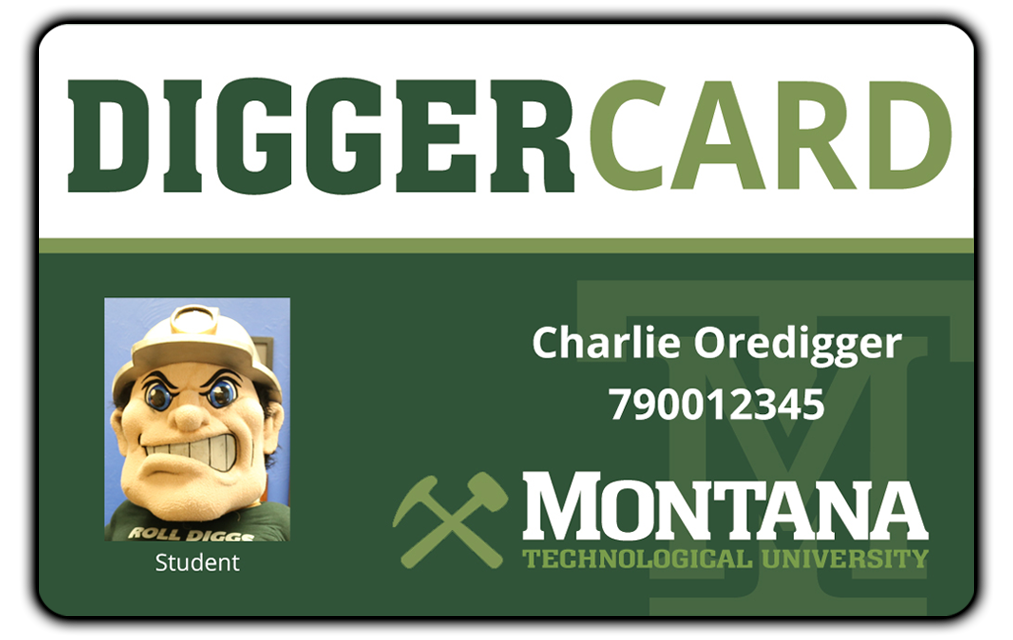 DiggerCard of Montana Tech's mascot, Charlie Oredigger.