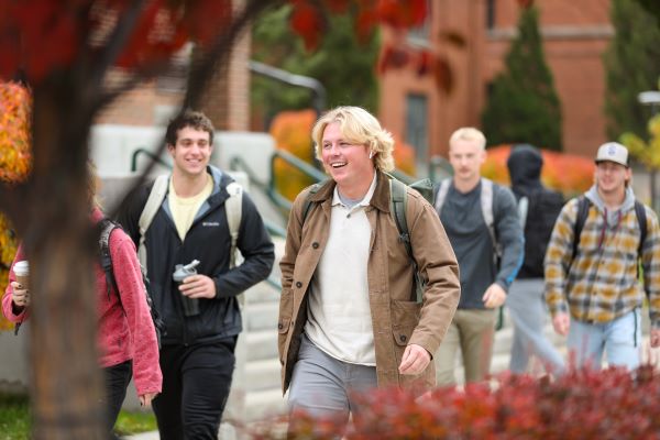 Students walk on campus