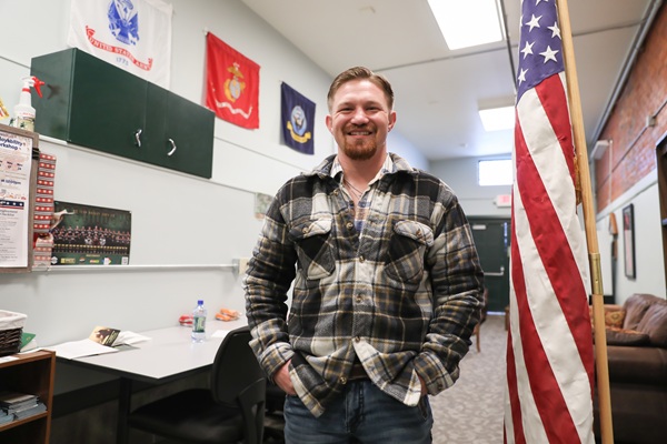 Matthew Ashcraft with flag