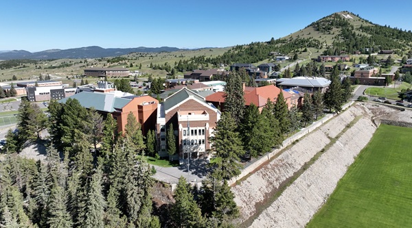Aerial shot of campus