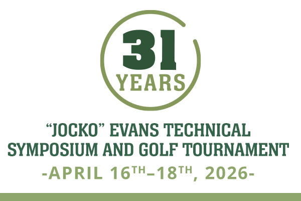 !Text that states 31 years "Jocko" Evans Technical Symposim and Golf Tournament April 16th-18th, 2026 