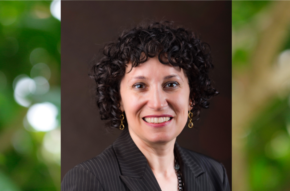 Headshot of Dr. Karen Marrongelle on a green background