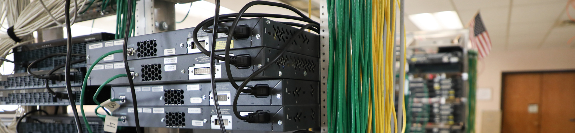 Server racks in the network room