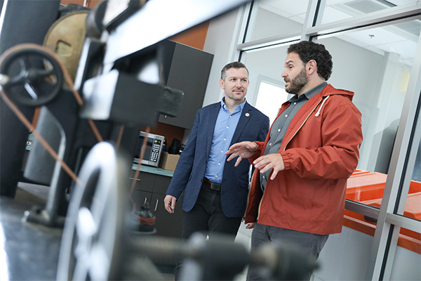 Photo of Kyle Haustveit and Jack Skinner on a Lab on the Montana Tech Campus