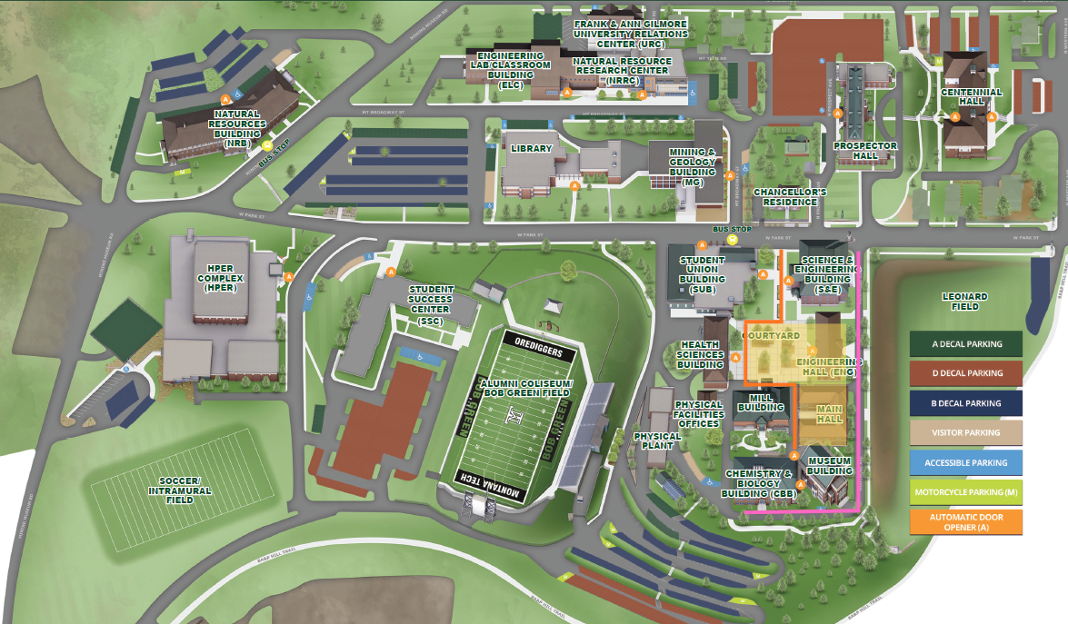 This is a visual map of campus. For a more accessible viewing experience, please use the link to our Accessible Campus map below.