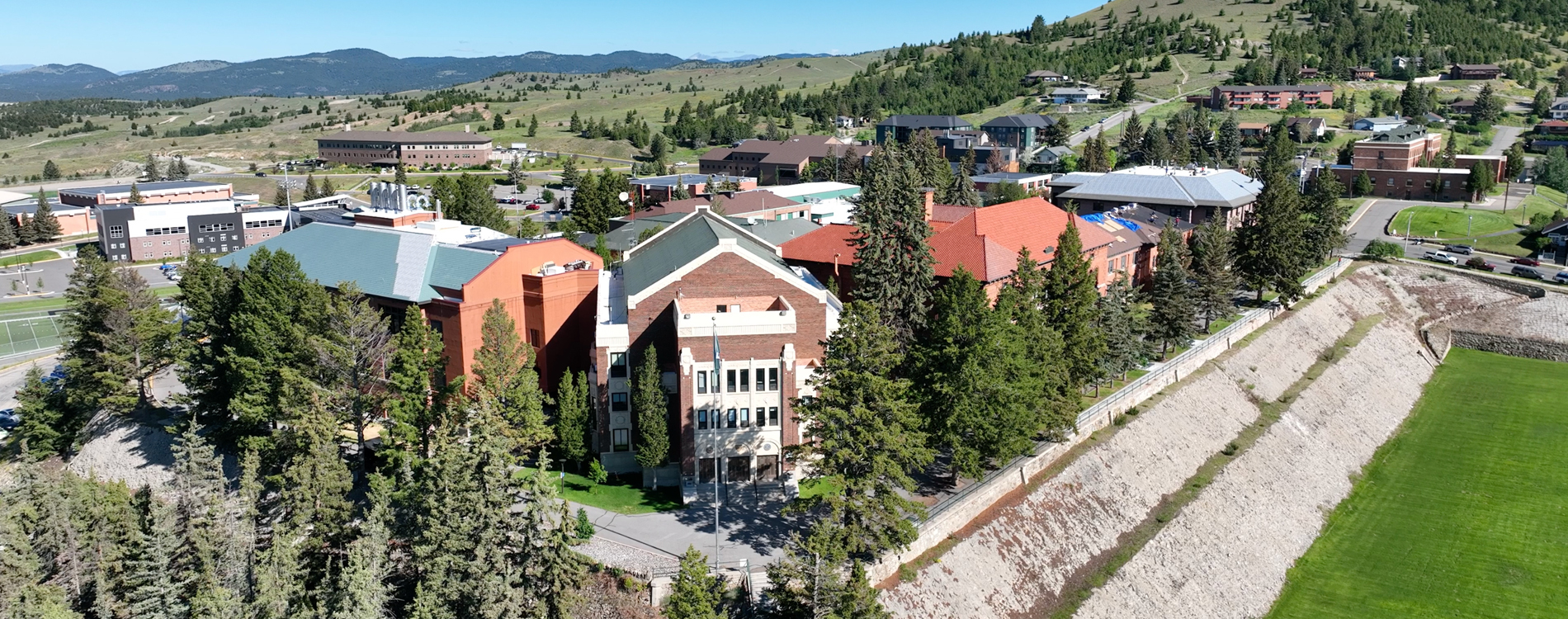 Aerial photo overlooking Montana Tech's campus
