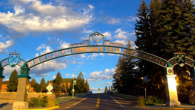 Montana Tech arch, view 1