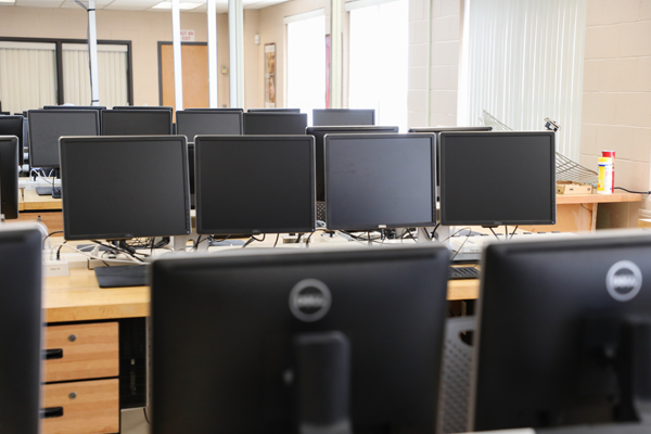 An empty computer lab.