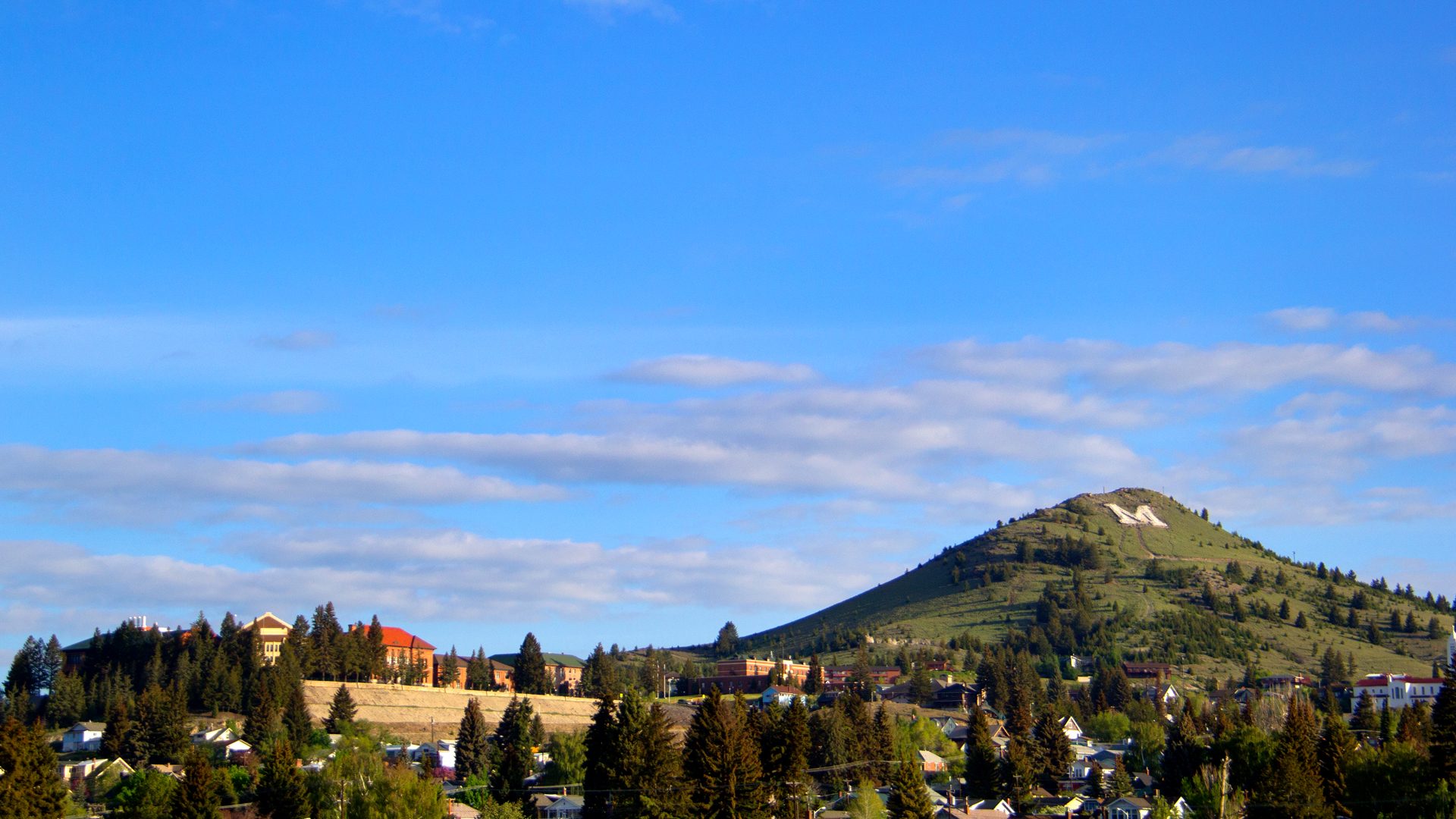 Photo from Montana Tech campus looking towards the Big M