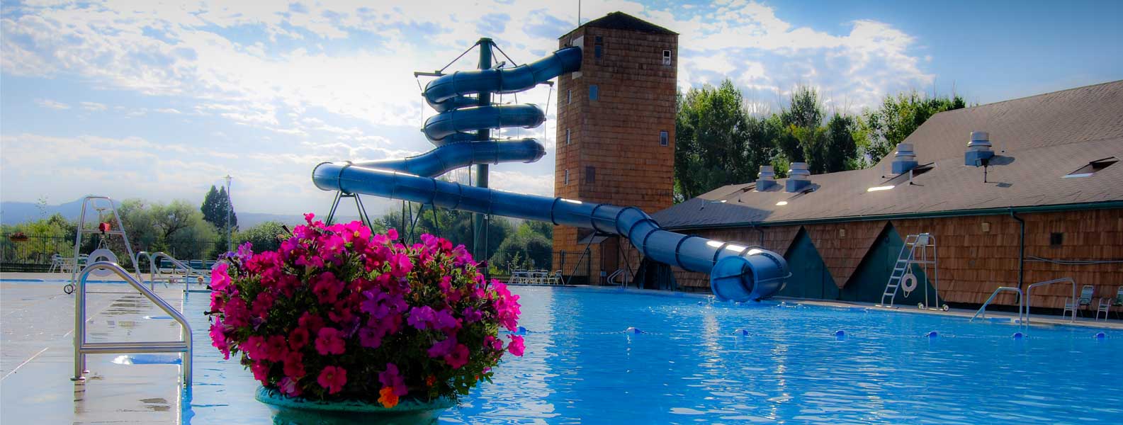 Waterslide and pool at Fairmont Hot Sprins