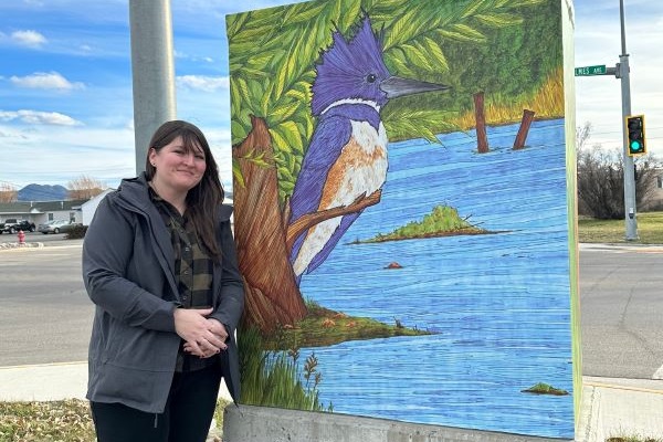 !Christine Martin and kingfisher mural