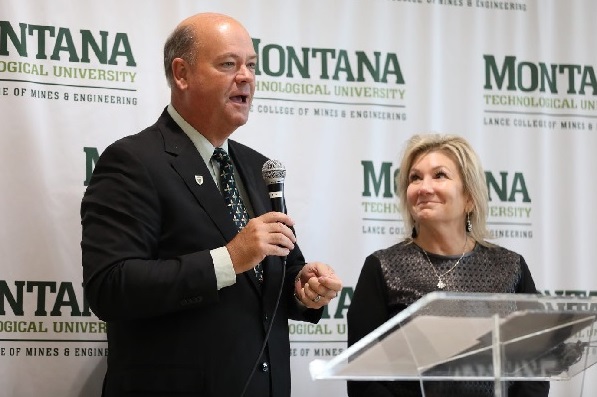 Ryan and Lisa Lance at the podium