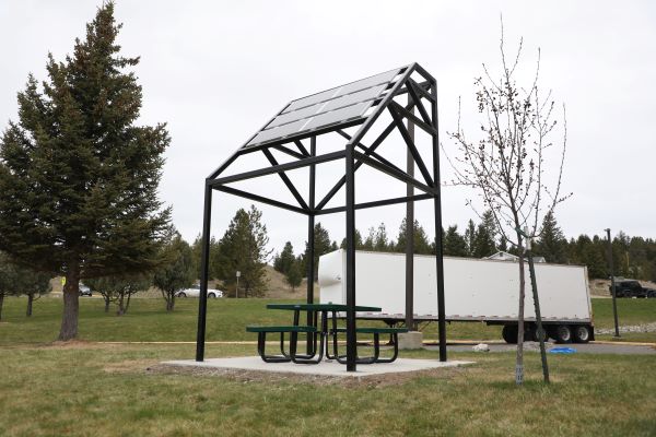 a solar powered picnic area