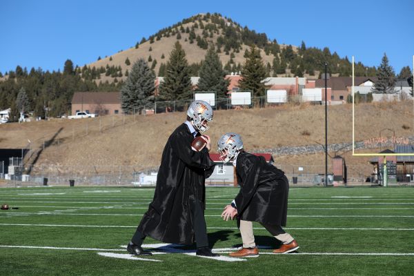 Cade and Cole Wyant in cap and gown