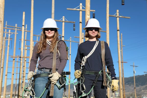 Misty Gittleson and Kaila Roberson in the pole yard