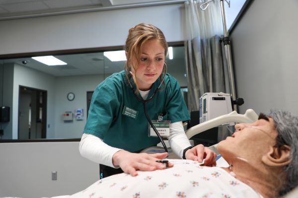 Cassie Sampson in the nursing simulation lab. 