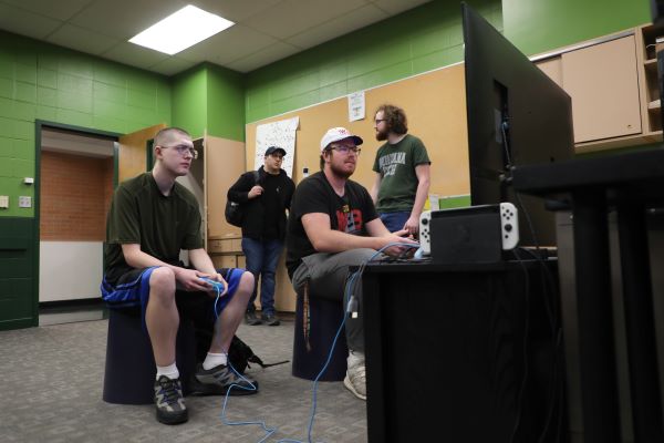 Students play video games. 