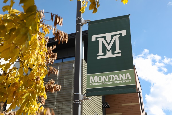 A Montana Tech banner on campus
