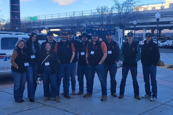 A group of students pose for a photo