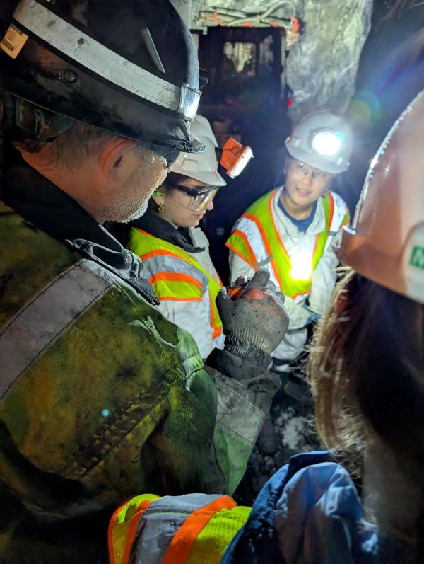 Students in an underground mine.