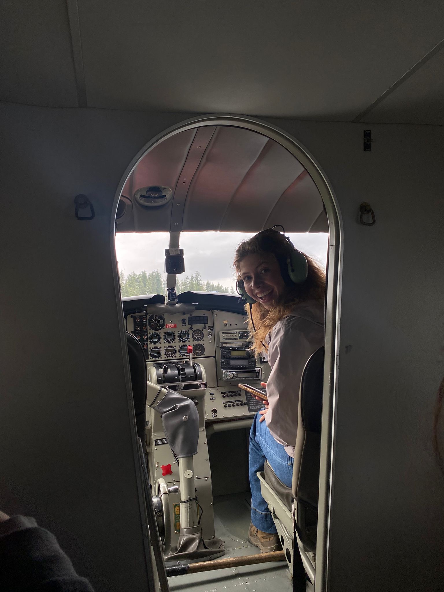 Sadie Elmore in the cockpit