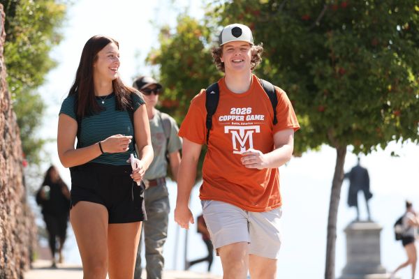 Students walk on campus