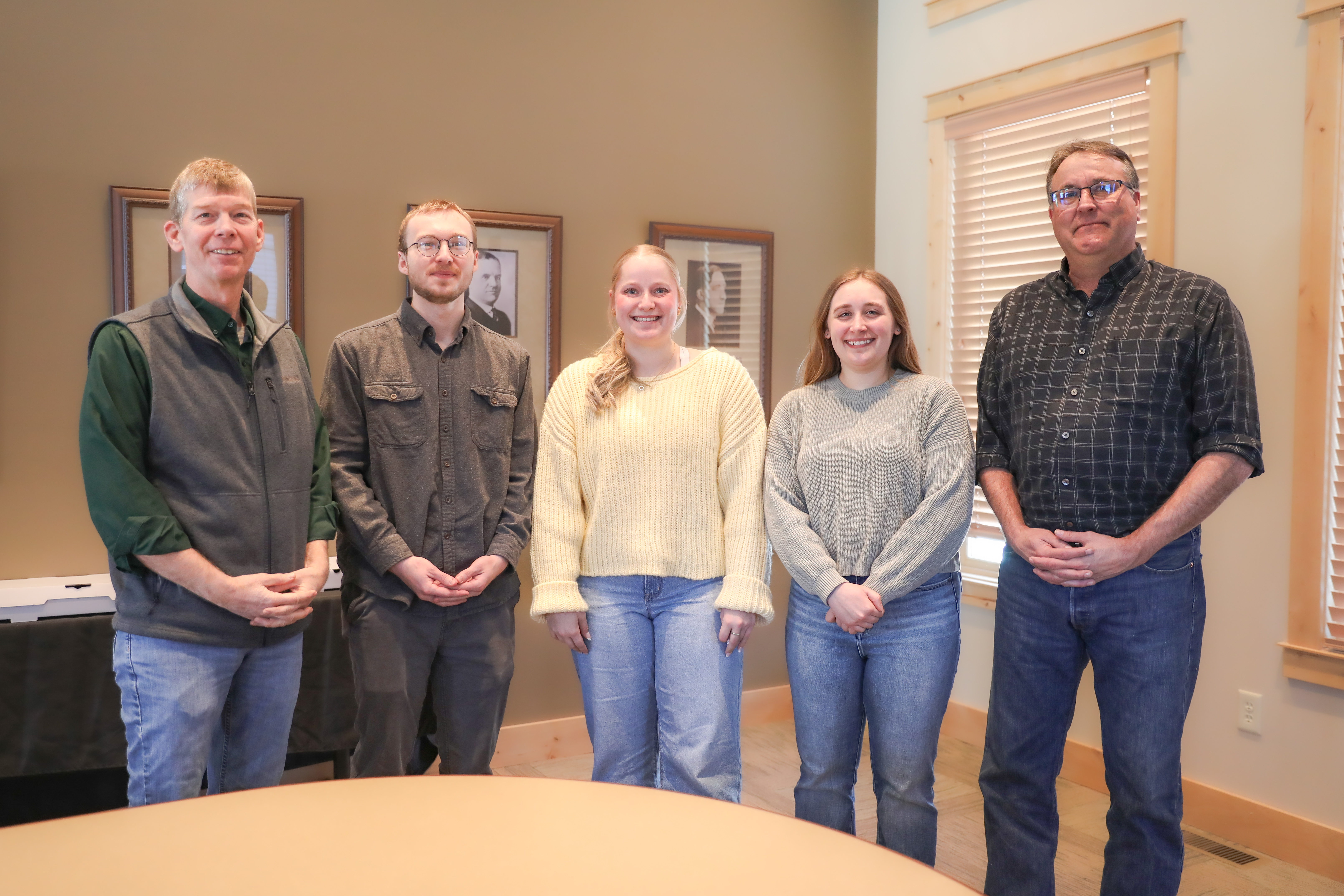 Students pose with Mike McGivern and Jack Standa