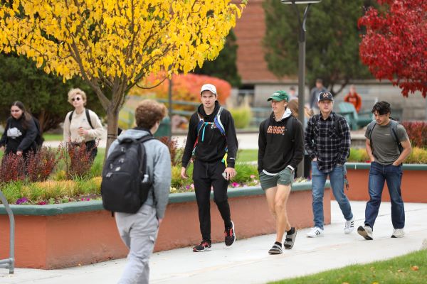 Students walk on campus