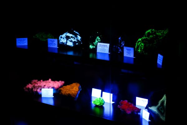 Rocks glow in a dark room