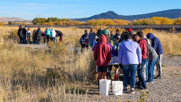 Students gathered at field season 