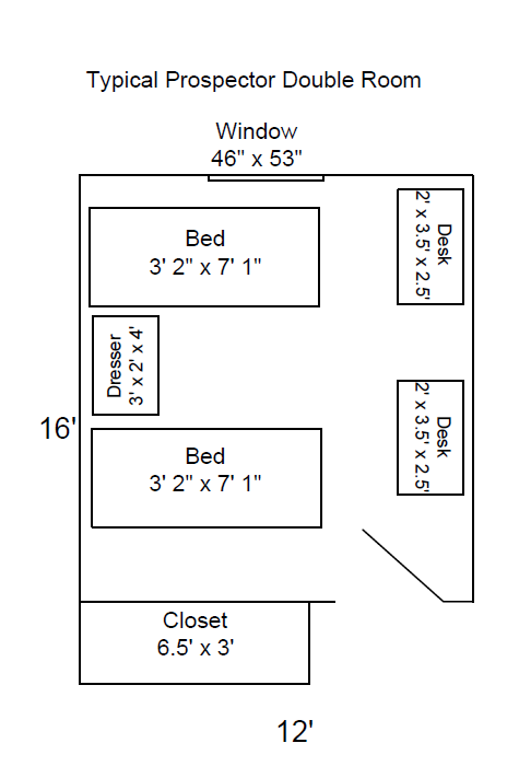 Double Room floor plan in prospector hall