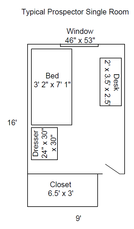 Prospector Hall single room floor plan